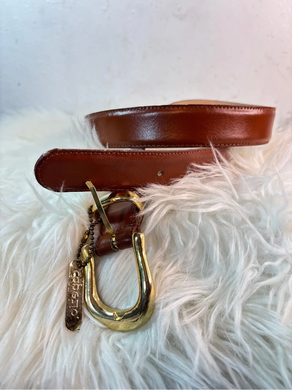 Capezio Tan Leather Belt with Gold Buckle